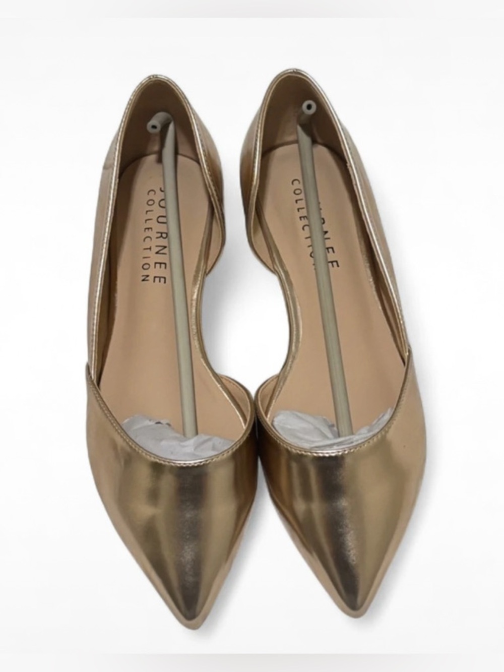 Journee Collection Shimmery Gold Pointed Toe Flats